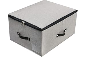 OMYGARDEN Cajas de almacenaje plegables con separador Tablero, mantas, edredones organizador de ropa cubos de almacenaje para dormitorio, armario, 52x40x26cm, gris oscuro