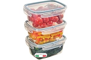 Snips - Set 3 Contenitori per Alimenti 1,2L Trasparenti, Coperchio Salva Freschezza con 4 Chiusure di Sicurezza - Contenitore per Cibi 18,4x14x12 Frigorifero, Microonde e Lavastoviglie, Made in Italy