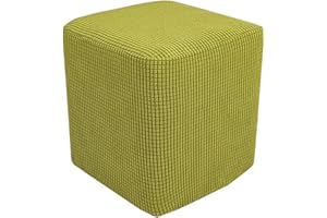 AQIGR Funda Otomana Puff Cuadrada Elástica Funda de Reposapiés de Sofá 50x50/60x60/80x80 Funda para Taburete Extraíble Moderno Protector de Puff con Parte Inferior Elástica(Fruit Green,40x40x40cm)
