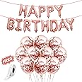 Party Propz Rose Gold Birthday Decorations Items - 12Pcs / Happy Bday Confetti Balloons, Glue Dot, Rose Gold Foil Balloon For Celebration/Balloon Item Kit Combo
