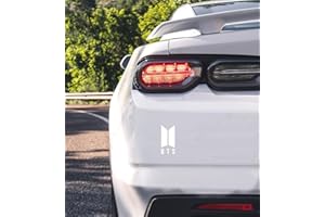 Aufgeklebt BTS New Logo Testo BTS Car Die Cut Vinyl Decal Bumper Sticker Car Truck Auto Windshield Wall Window Ipad Tablet MacBook Laptop Computer Home Custom More (Bianco)
