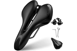 SPGOOD Sillín de Bicicleta，Asiento de Bicicleta de Gel Hueco y Ergonómico para Bicicleta de Montaña, BMX, Bicicleta de Carretera, EMTB, Dirt Bike,Hombres Mujeres Niños Negro 27 * 16 cm