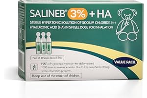 SALINEB 3% Hypertonic Inhalation Solution +HA, Sterile Hypertonic Solution of Sodium Chloride NaCl - Inhalation Saline Solution in Single Dose for Inhalation 30 x 5 ml Unit Dose Vials