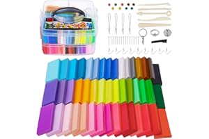 IFERGOO QMAY Argilla polimerica,Argilla da Modellare Colorata Set di Argilla Artigianale Morbida Fai da Te con Strumenti di modellazione e Accessori nell (46 Colorati)