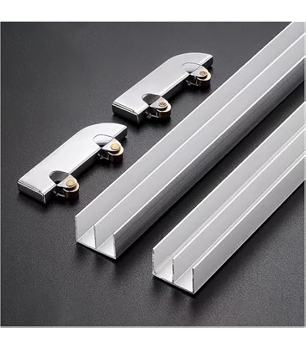 Binario Porta Scorrevole In Alluminio Per Vetro O Legno – Guida Doppia Con Pulegge, Scorrimento Silenzioso, Adatto Per Armadi E Uffici (Spessore 5-8 Mm)
