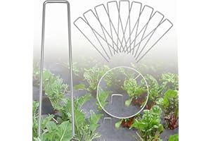 BTORER BTORER BTORER 6 Inch Garden Landscape Staples Stakes, 10Pcs Galvanized Garden Stakes Heavy Duty Metal Ground Garden Pegs for Securing Lawn Fabric Weed Control Fabric Irrigation Tubing
