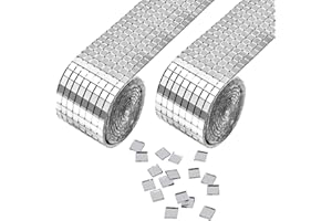 JJiaoLinin Self Adhesive Mirror Mosaics,3200 PCS 5 x 5 mm Square Mirror Mosaic Mirror Small Self-Adhesive Glass DIY Mini Mirror Tiles for Crafts DIY Glass Tiles Decorations Making 2 Rolls(Silver)