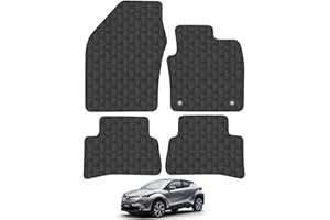 CAR MAT CO Car Mats for Toyota C-HR (2017+) Tailored Fit Rubber Floor Mat Set Accessory Black Custom Fitted 4 Pieces with Clips - Anti-Slip Backing, Heavy Duty & Waterproof