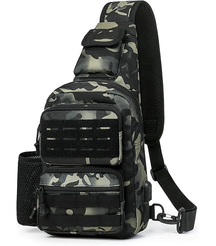 Sac Bandoulière Tactique HUNTVP - Nylon, 4 Poches, 25x18x10 Cm, Noir, Neuf Avec étiquettes