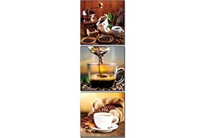 Glasbilder Set 3-teilig 30x30 cm – Sicherheitsglas Wandbilder – Strahlende Farben – 4 Motive: Strand, Sonnenuntergang, Kaffee, Spa – Splittersicher – Inkl. Geschenkbox – BERLIG