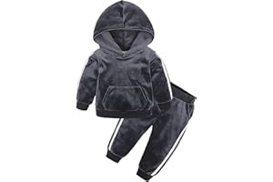 Hikewin Baby Kids Clothing Sets Velvet Warm Hooded Toddler Girls Boys Long Sleeve 2pcs Outfits 6Months-6Years