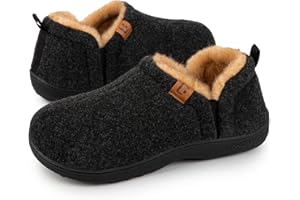 LongBay Men's Warm Memory Foam Slippers Home House Indoor Outdoor Anti-Slip Winter Shoes
