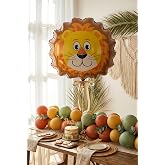 Safari Aslan Kafa Folyo Balon | Safari Temalı &Ccedil;ocuk Doğum G&uuml;n&uuml; Vahşi Orman Konsept Parti S&uuml;sleme Dekorasyon Balonu