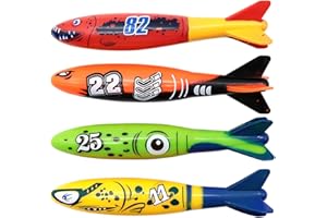YAYAFUNFUN 4Pcs Torpedo Diving Toys for Swimming Pool,Sinking Toys Swimming Sinkers for Kids,Dive Torpedo Swim Pool Sinkers,Bath Torpedo Water Toy Underwater Training Pool Toys for Kids 7-12 Girls Boys Pool Game