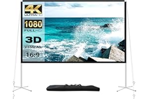 AODIOU Schermo del proiettore e supporto 100 Pollice Pieghevole Portatile Esterno Schermo di Proiezione 16:9 4K HD Film Schermo di Proiezione per Interni Home Theater Film Night Party Camping