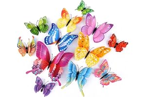 WUBAYI Confezione da 24 adesivi da parete 3D a forma di farfalla, rimovibili, decorazione per casa, camera da letto e soggiorno