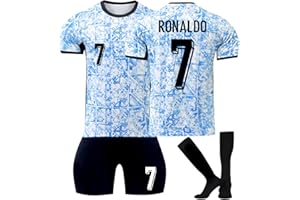 FTRGHNY Camisetas de Futbol Niño y Adulto #7, 2024 Al Nassr Equipacion Futbol Niño Entrenamiento Chandal Futbol Camisetas Fútbol Conjuntos Deportivos para Niño, Pantalones Cortos Calcetines Rodillera