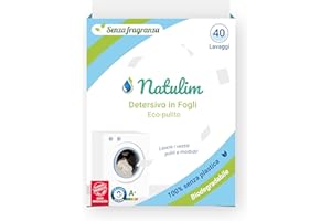 Natulim - Detergent w taśmach do pralek (40 pralek) - Zawiera efekt zmiękczający, ekologiczny, przyjazny alergikom - Czysta i miękka odzież bez brudzenia planety (Bezzapachowy)