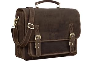 STILORD 'James' Maletín de Cuero Vintage para Hombre y Mujer Bolso de Negocios o Profesor Bolsa Bandolera o Mensajero para portátil de 14' y auténtica Piel