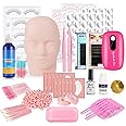 SZCY LLC Professional Lash Eyelash Extension Kit, NEW 22PCS Eyelash Grafting Training Tools Lashes Extension Practice Exercise Set with Mannequin Head, Glue Lashes Tweezers for Beginners Practice Eye