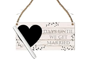 PIXIE'S GIFTS Countdown Chalkboard Wedding Plaque: A Beautiful Engagement Gift for the Fiance, Mr. & Mrs. Bride-To-Be - Days Until We Get Married Sign, Wedding Countdown (Mdf Wood Indoor Use Only, With Pen)