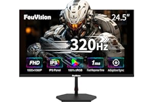 ‎FEUVISION FeuVision 24.5 Zoll Gaming Monitor, up to 320Hz 240Hz, FHD 1080p, PC Monitor, 1ms, IPS Panel, Adaptive-Sync, FreeSync, VESA montierbar, Eye-Care, 100% sRGB, Rahmenlos Bildschirm, HDMI*2, DP*2