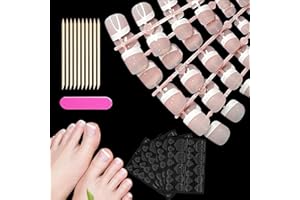 SATIFICER 120 Stück Falsche Nägel, 12 Verschiedene Größen Künstliche Fußnägel zum Aufkleben, Vollständige Abdeckung Falsche Zehennägel Set, für Frauen und Mädchen DIY Maniküre Dekoration(French Style)