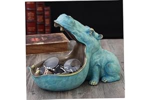 OBELUNRP Ciotola di chiave ippopotamo, 30 cm/11,8 pollici in resina Halloween piatto di caramelle ippopotamus, decorazione di statue di ippopotamo con bocca grande, regalo per l'organizzatore di sculture