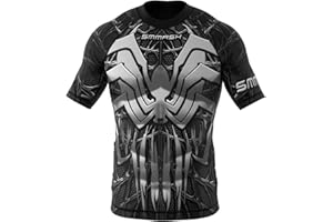 SMMASH Camicia Funzionale Uomo Rashguard Camicia Sportiva A Maniche Corte MMA Thaibox Muay Thai Kickboxing Traspirante Resistente All'Abrasione