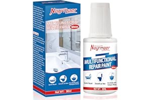Nayrmaer Bathtub Repair Paint, 30ml White Gloss Paint, Enamel Touch Up Paint Suitable for Bathtubs, Shower, Sink, Small Defects and Scrapes