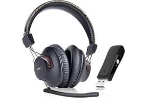 Avantree DG59M - Casque Bluetooth à Micro pour PS5 et PS4, Casque sans Fil avec Adaptateur USB pour PC, Ordinateur Portable et Bureau, Jeux et Travail à Domicile, Audio dans Le Jeu, 40 h d’autonomie