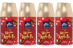 Glade automatiska luftfräschare, påfyllningar av rum, spray och lukteliminator för hem, långvarig doft infunderad med eteriska oljor, varm äppelpaj, 4-pack (4 x 269 ml)