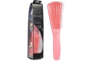 BESTOOL Cepillo pelo rizado, cepillo desenredante para cabello negro natural rizado afro textura 3/4abc, cepillo para cabello rizado más rápido y fácil desenredar cabello mojado o seco (rosa)