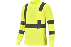 hi vis Long Sleeve t Shirt Hi vis Work Reflective Safety Long Sleeve Polo t-Shirt EN20471 Class3 (XS-8XL)
