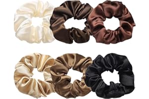 WOHISWOZIJI 6Pcs Silk Satin Hair Scrunchies for Women & Girls, Soft Elastic No Damage Hair Ties, Colorful Ponytail Holders for Teens and Ladies,Hair Accessories