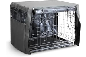 FurDreams 42" Dog Crate Cover - Pet Windproof Cage Cover with 2 Doors (Front and Side) with Breathable Air Mesh - Heavy Duty Box Perfect for Puppy Training (XL)
