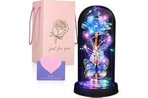 SinLaw Kwiatowe prezenty dla kobiet na Boże Narodzenie, wieczna róża w szklanej niespodziance dla mamy,Świąteczne prezenty z różą dla pań, mam, dziewczyn, babć