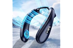 AMAILTOM Ventilateur de Cou Portable avec Grande Plaque de Refroidissement, Mini Climatiseur Mobile 6000mAh USB Rechargeable avec Sortie d'air Arrière, affichage LCD, 3 Réfrigération pour Bureau Voyage