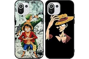 Eouine 2 Piezas Funda para Xiaomi Mi 11 Lite/11 Lite 5G NE 6.55'' con Anime Luffy Zoro Diseño Cover, Antichoque Suave TPU Silicona Protectora Carcasa Animadas Cool Patrón para Xiaomi Mi 11Lite