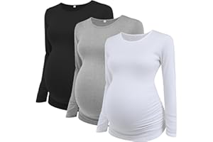 Love2Mi Damen Umstandsmode Lange ärmel 3er Pack Umstandsshirt