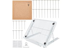 FREEBLOSS 18x18cm Macrame Board Set Macrame Board and Pins with Adjustable Stand Macrame Tool Supplies Braiding Craft Helper Board for Macrame and Knotting