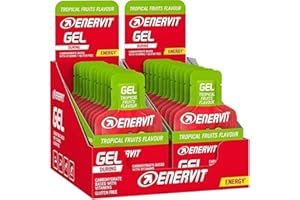 Enervit, Gel Frutti Tropicali, Gel Energetico con Vitamine, 20g di Carboidrati, Adatti Durante Attività Sportiva di Lunga Durata, Gusto Frutti Tropicali, VeganOK, Senza Glutine, 24 Pack da 25ml