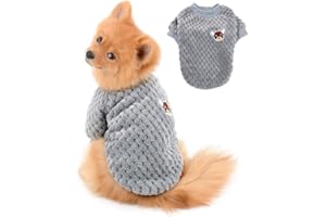 SELMAI Pulls pour Petits Chiens de Taille Moyenne Pull Doux et Moelleux pour Chiot Chihuahua Manteau Teckel Vêtements en Peluche Chats Animaux de Compagnie Coupe-Vent par Temps Froid Hiver Gris L