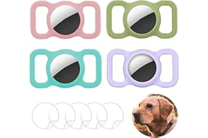 Ambolio Custodia Protettiva in Silicone per Animali Domestici,Airtag GPS Finder Dog Cat Collar Loop,per Il Tracciamento del Cane e del Gatto,4 Pezzi.(Rosa + Azzurro + Verde Chiaro + Viola)