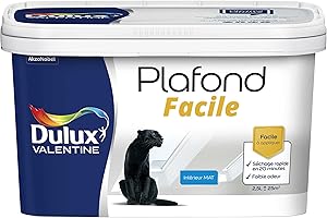Dulux Valentine Peinture Plafond Facile - Séchage rapide 20 minutes - Mat Blanc 2,5 L