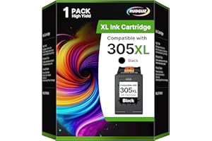 ‎RUDGUZ 305 XL Schwarz Kompatibel für HP 305 Druckerpatronen 305XL für HP Deskjet 2820e Patronen 4220e 2700 2720e 2710 2720 4100 4100e 4110 4120e Envy 6020e 6000 6400 6032e 6420e (1er-Pack, 305XL Schwarz)