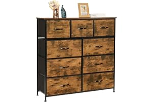 ‎LYNCOHOME LYNCOHOME Kommode mit Schubladen aus Stoff, Sideboard Wohnzimmer mit 9 Stoffschubladen, kommode Schlafzimmer Flur, komode komodenschrank flurschrank für Küche Büro Flur Schlafzimmer