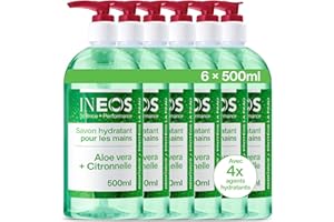 INEOS HYGIENICS INEOS – Savon Main liquide - Hydratant – Aloe Vera + Citronelle – 6 x 500ml