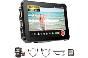 Desview V5 Kamera Recorder Monitor 2800 Nits, 5,5 Zoll Touchscreen Field Monitor mit Aufnahme und Wiedergabe von Live-Videos 3D LUT 4K HDMI Eingang Ausgang für DSLR, Inklusive SD Karte