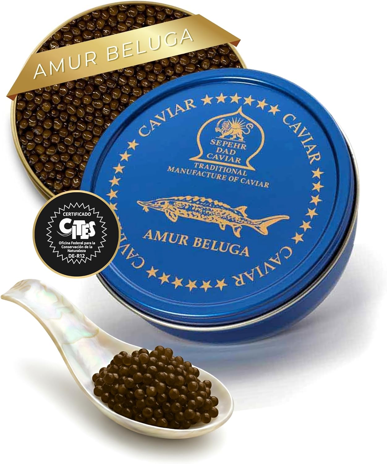 Sepehr Dad Caviar Beluga de l'Amour | Huevas de pescado clase A | cría NC | 30 gramos